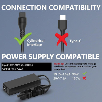 Hafiuege 90W Universal Portable Laptop Charger, 18.5V 19V 19.5V 20v Laptop Power Cord Adapter Charger for Lenovo HP Dell Asus LG JBL Toshiba Samsung Sony Notebook Power Adapter Supply Cord