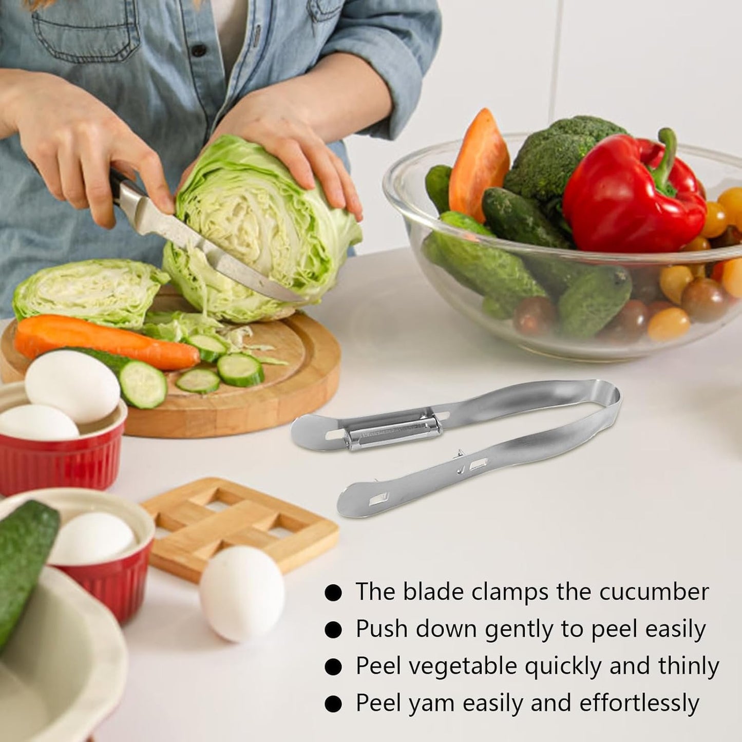 Veggie Peeler - Stainless Steel Double-Sided Corn Peeler with Handle,Kitchen Gadgets Tools for Salad Making Juicing Restaurant Outdoor Market Food Prep