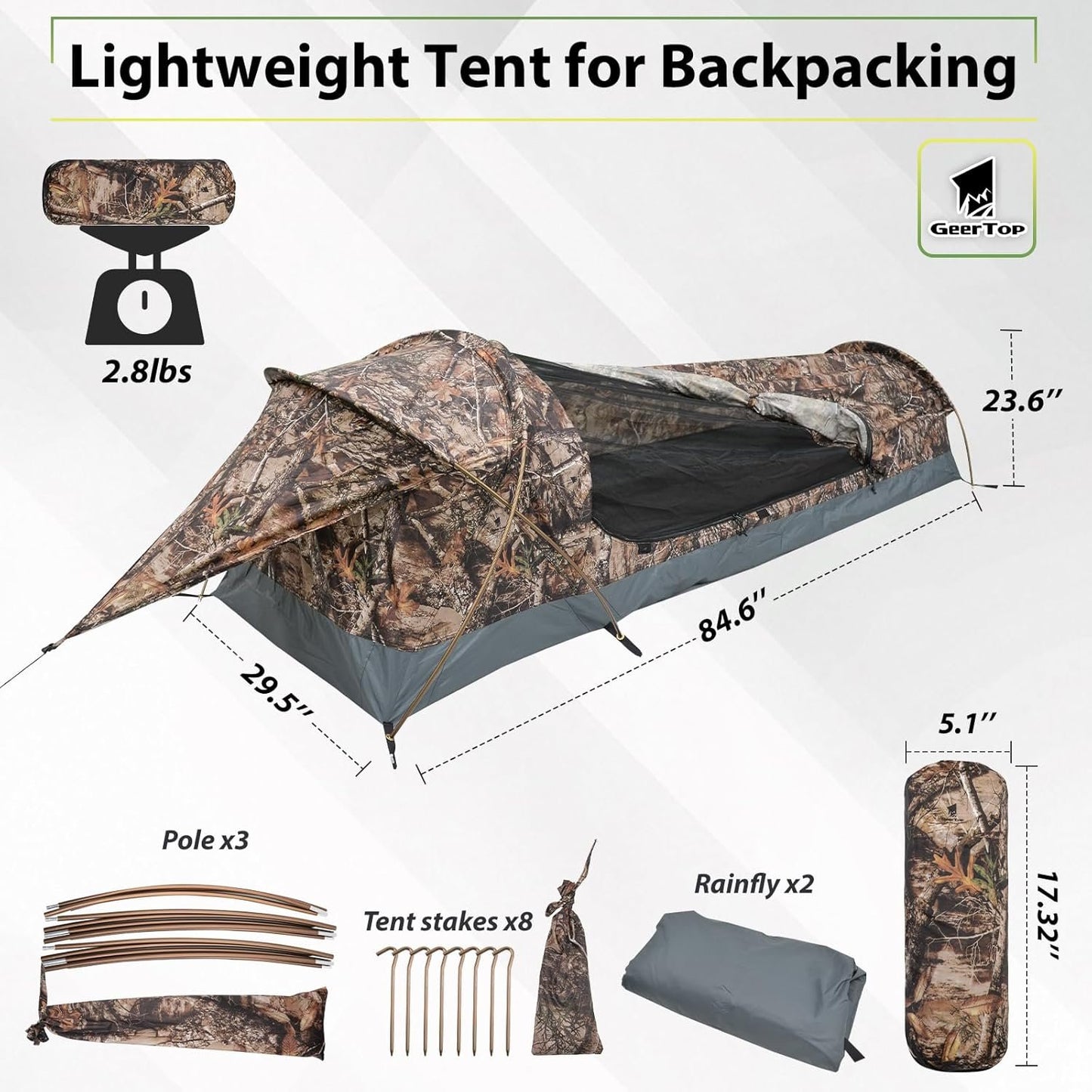 GEERTOP Ultralight Backpacking Tent 1 Person Waterproof Camping Bivy Single Man Tent for Hiking Motocycle Camp Outdoor Travel