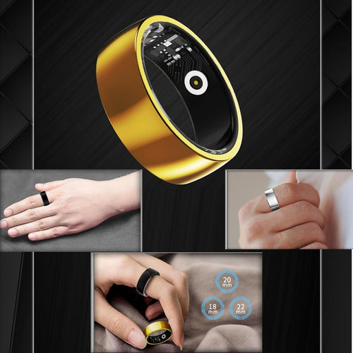 Smart Ring with NO Subscription App Wearable Tech Rings for Men Women Fitness Step Tracker with Charging Case Health Rings for Heart Rate Sleep Monitor(Gold,22)