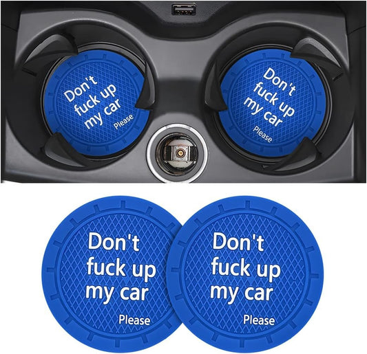 Car Cup Holder Coasters, 2 Pcs 2.75 Inch Non-Slip PVC Insert Cup Coaster, Anti-Scratch Auto Cup Mats for Women Men, Vehicle Interior Accessories Universal for Car, SUV, Truck (Blue-4)