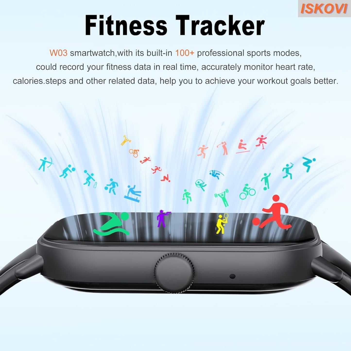 ISKOVI Smart Watch for Men Women Answer/Make Calls,Smartwatch with Heart Rate Sleep Counter Fitness Tracker, 100+ Sport Modes IP68 Waterproof Step Counter Smartwatch for iOS Android,Black