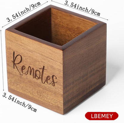 Acacia Wood Remote Organizer - Table Caddy, Vintage Farmhouse Design, Holds 2-3 Remotes