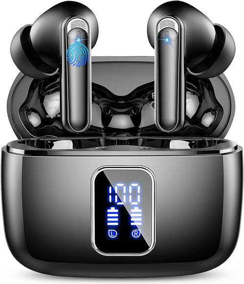Wireless Earbuds, Bluetooth Ear Buds 5.3 Mini HiFi Stereo with 4 ENC Noise Cancelling Mics Wireless Headphones, in Ear Earphones 48H IP7 Waterproof, LED, USB C, Bluetooth Earbuds for Sports, Workout