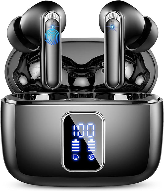 Wireless Earbuds, Bluetooth Ear Buds 5.3 Mini HiFi Stereo with 4 ENC Noise Cancelling Mics Wireless Headphones, in Ear Earphones 48H IP7 Waterproof, LED, USB C, Bluetooth Earbuds for Sports, Workout
