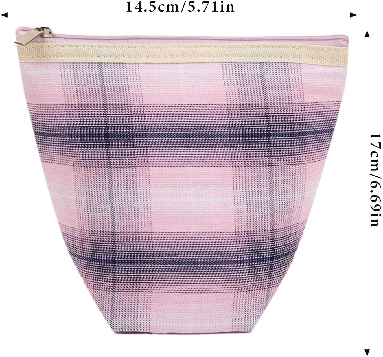 Travel Bag Stripes, Zipper Makeup Pouch, 6.69 x 5.71 x 2.95 Inches, Cosmetic Storage Organizer, Water Resistant Inner Lining for Women Travels and Daily Accessories, Multicolour, pink, Please refer to