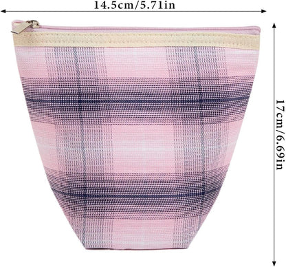 Travel Bag Stripes, Zipper Makeup Pouch, 6.69 x 5.71 x 2.95 Inches, Cosmetic Storage Organizer, Water Resistant Inner Lining for Women Travels and Daily Accessories, Multicolour, pink, Please refer to