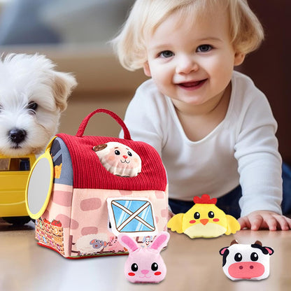 Générique Plush Barn Farm Animals, Stuffed Toy Pretend Play Set, Fun Learning Child Safe Hand Development with Mirror for Kids, Toddler, Boys, Girls, Preschool Children