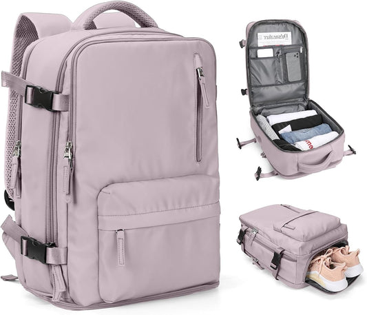 Cabin Bags for Travel, Underseat Carry-ons Bag for Women, Hand Luggage Bag Men Travel Backpack Cabin Size Fit 14 inch Laptop backpack Lightweight Version Lotus Root Pink