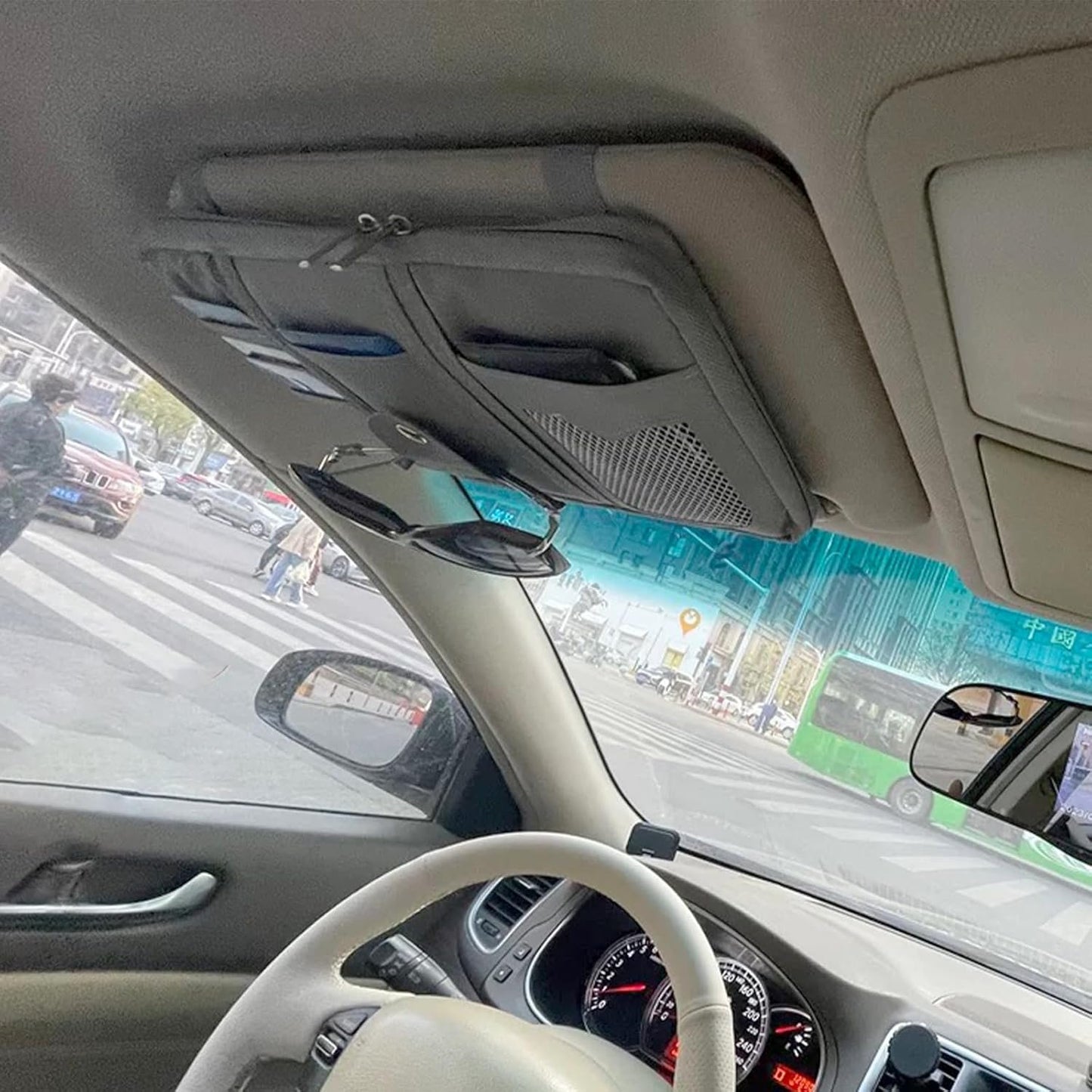 Car Sun Visor Organizer, SUV, Trucks, Multi-Pocket Visor Storage Pouch, Auto Interior Accessories for Cards Pens Sunglasses Document