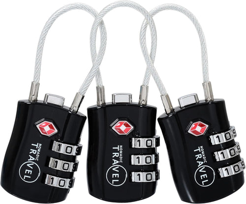 TSA Approved Combination Code Luggage Travel Lock (3 Pack) - Ideal for Luggage Suitcase, Backpacks, School lockers, Gym lockers and More