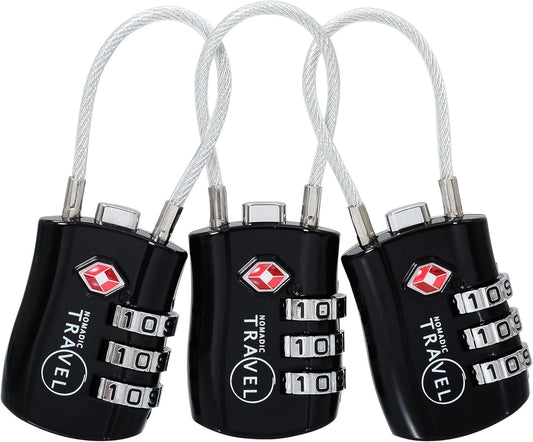 TSA Approved Combination Code Luggage Travel Lock (3 Pack) - Ideal for Luggage Suitcase, Backpacks, School lockers, Gym lockers and More