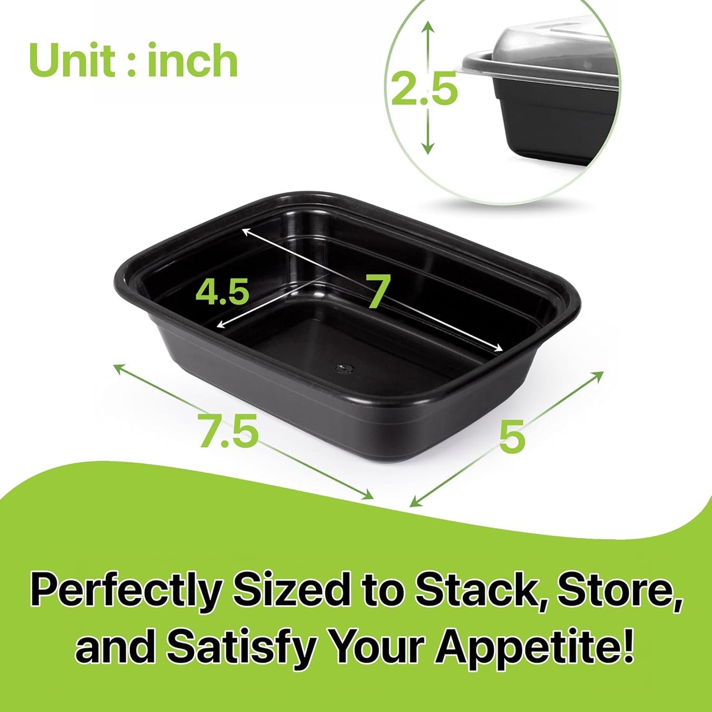 Pokanic Meal Prep Containers [10 Set] 24 oz with Lids, 1 compartment, Stackable, Reusable, Leakproof, Food Safe, Microwave, Freezer & Dishwasher Safe for Food Prep Storage Bento Box (10 Set, 24 oz)