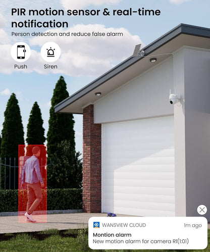 GALAYOU Solar Security Camera WiFi Wireless Outdoor, 360Â° PTZ Battery Powered Camera for Home with Color Night Vision, PIR Alert, 2-Way Audio, Compatible with Alexa/Google Home, R1