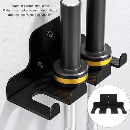 Wall Mounted Barbell Holder, Heavy Duty Carbon Steel Plate Barbell Storage Organizer with Rubber Pads Vertical Hanging Multi Purpose Barbell Storage Rack for Home Gym Accessory
