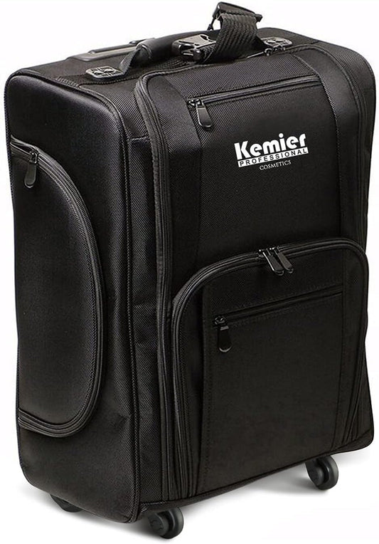 Kemier Portable Soft Nylon Cosmetic Organizer with Pouches, Black
