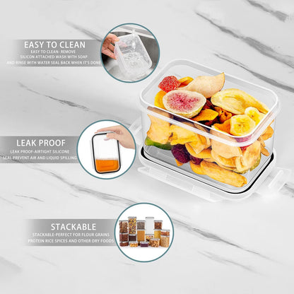 Feshory 16 Pack Airtight Food Storage Containers Set for Kitchen & Organisation - Pantry Storage Organiser, Cereal Storage Containers with 100% Leak-Proof Lids Ideal for Dry and Wet Food