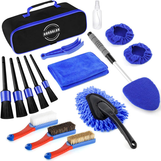 Car Cleaning Kit,Car Interior Detailing Kit with High Power Handheld Vacuum,Detailing Brush Set,Windshield Cleaning Tool,Microfiber Applicator,Towels,Complete Car Cleaning Supplies (Blue)