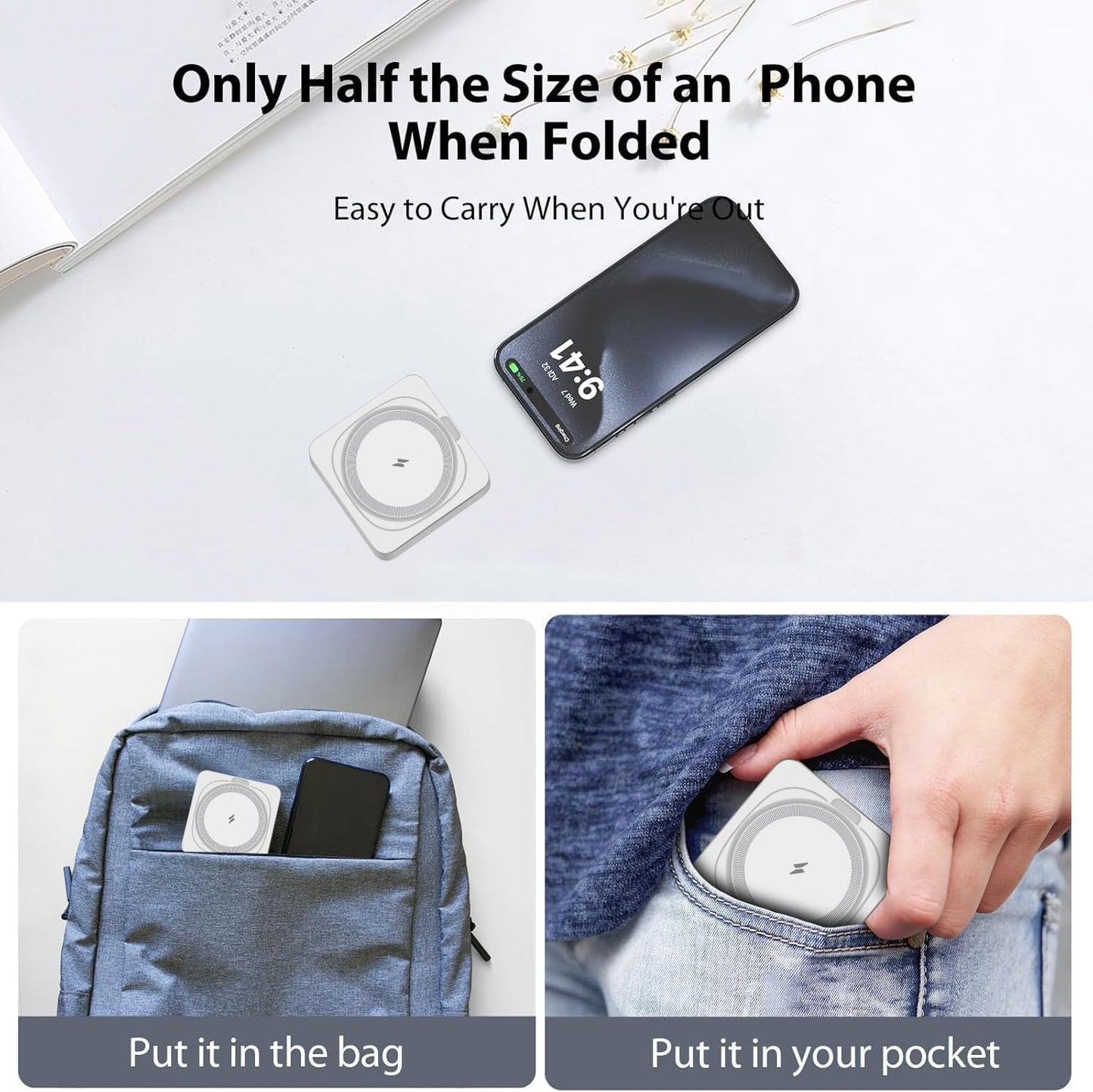 3 in 1 Wireless Charging Station Portable Travel Charger Wireless Charging Pad Magnetic Charger Stand for iPhone 16 15 14 13 12 Series,iWatch 10/Ultra 2/9/Ultra/8/SE2/7/6/Se/5/4/3/2,Airpod4/Pro/3/2