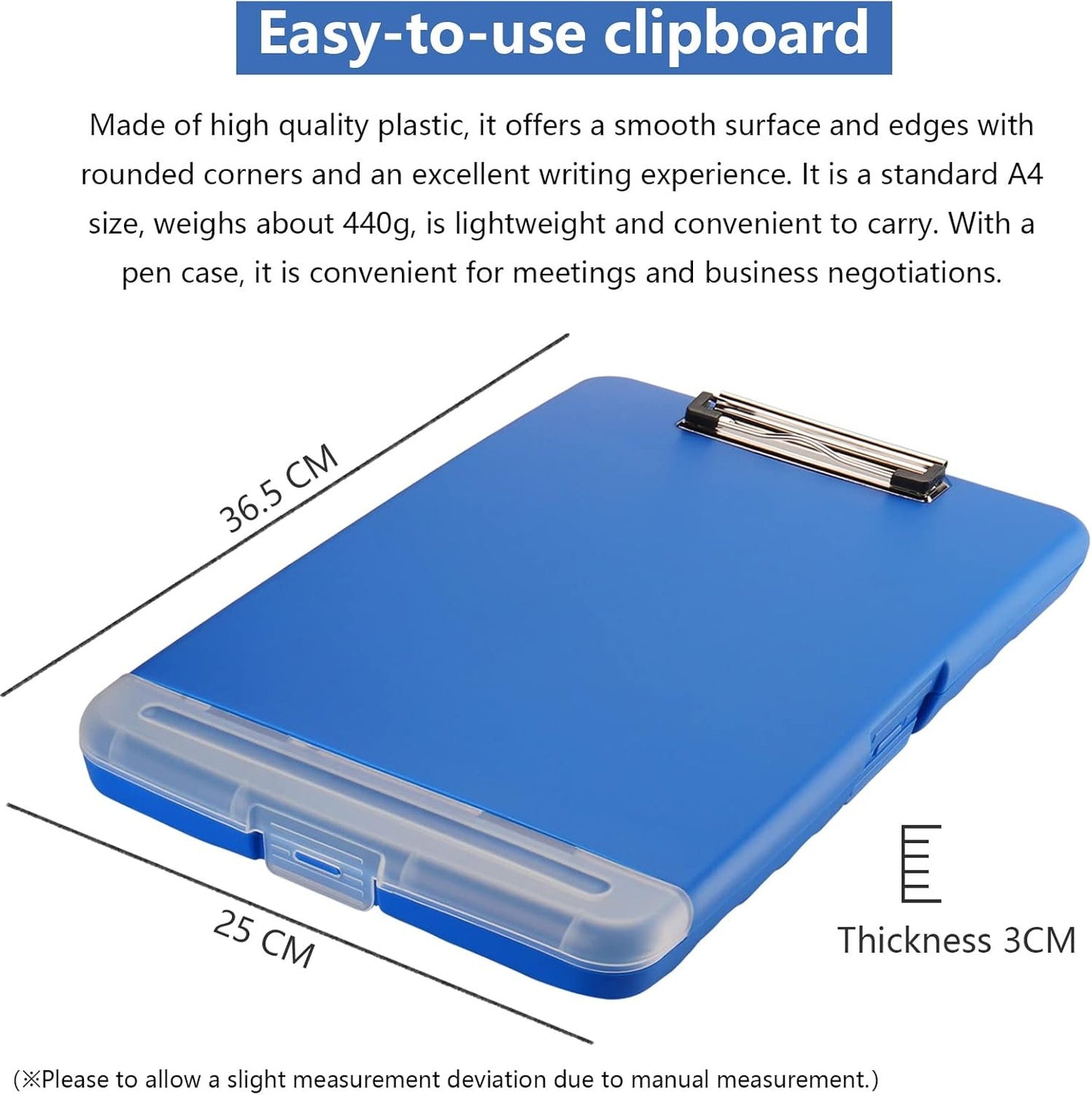 Clipboard with Storage for Office Supplies Clip Boards 8.5x11 with Storage for Nurse,Side Open Nurse Clipboard Foldable Storage Clipboard,Plastic Clipboard with Low Profile Clip Clip Board-Blue