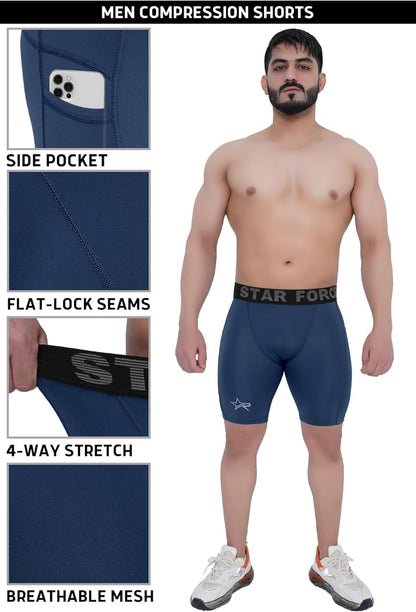 Starforce Apparel Men’s Compression Shorts - Quick Dry Athletic Workout Running Shorts, Moisture Wicking Spandex Tights, Anti-Chafing Gym Underwear for Sports & Training