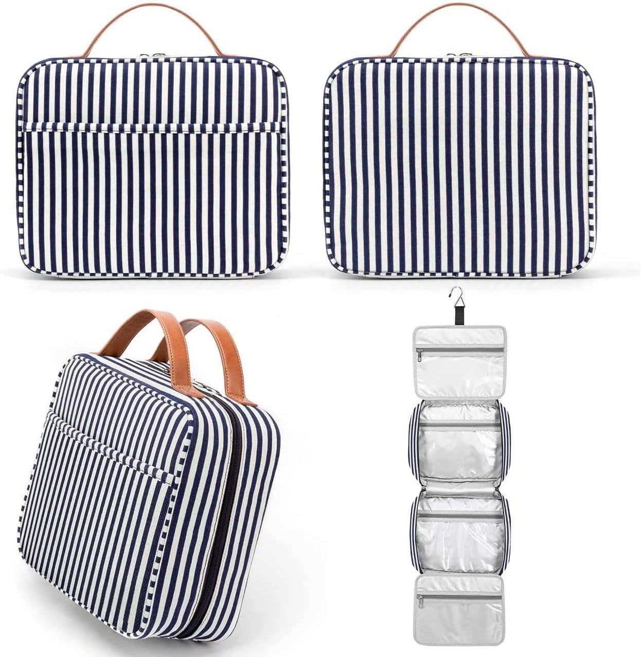 Hanging Travel Toiletry Bag, Large Capacity Cosmetic Waterproof Makeup Organiser for Women wit 4 Compartments & 1 Sturdy Hook Travel Accessories Kit for Bathroom Shower