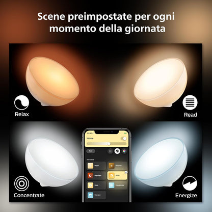 Philips Lighting Hue Go White and Color Ambiance, Connected Portable Lamp, Zigbee + Bluetooth, White [Energy Efficiency Class A+]