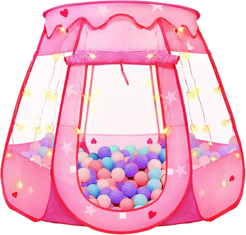 TooyBing Pop Up Princess Tent with Star Light, Toys for 1 2 3 Year Old Girl Birthday Gift, Ball Pit for Baby 12-18 Month, Foldable Kids Play Tent for Toddler 1-3, One Year Old Girl Toy Indoor Outdoor