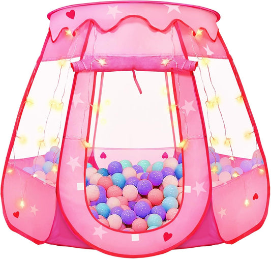 TooyBing Pop Up Princess Tent with Star Light, Toys for 1 2 3 Year Old Girl Birthday Gift, Ball Pit for Baby 12-18 Month, Foldable Kids Play Tent for Toddler 1-3, One Year Old Girl Toy Indoor Outdoor