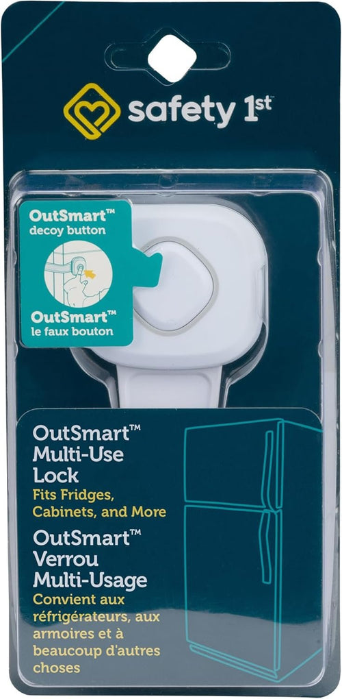 Safety 1st Outsmart™ Multi-Use Lock – Decoy Button Design, Child-Proof Security for Appliances & Cabinets, Easy Adhesive Installation, No Tools Required
