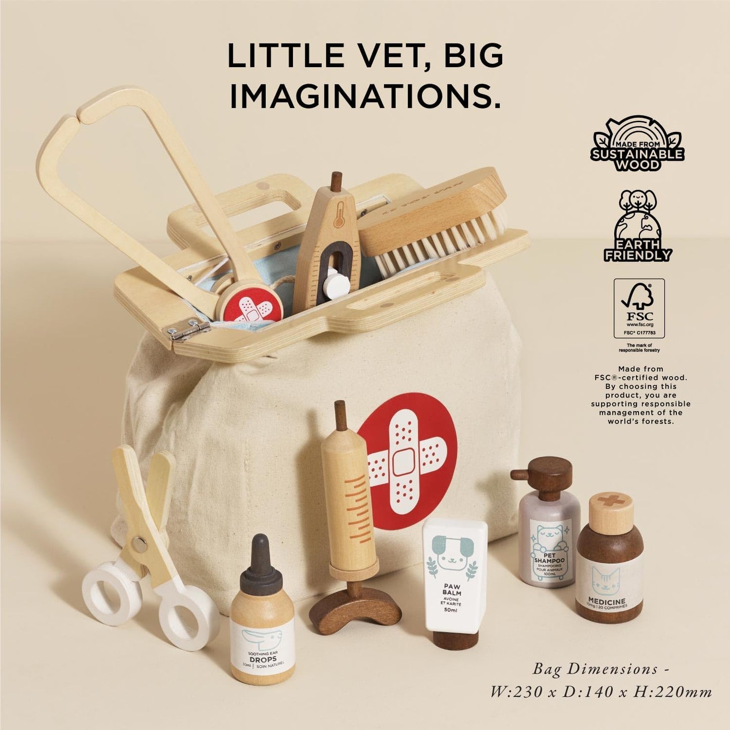 Le Toy Van Veterinarian Bag Set, Children's Toy 2+, 10 Pieces, Animal, PRETEND_PLAY_TOY, Unisex
