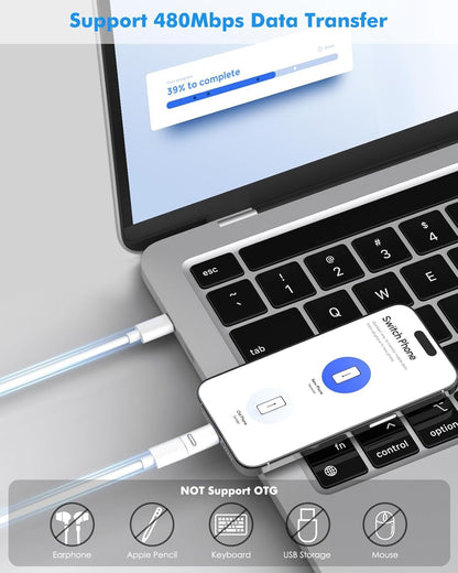 MoKo Lightning Female to USB C Male Adapter, 2Pack USB-C to Lightning Adapter for iPhone 15/16 Pro/16 Pro Max/Plus,Galaxy S24, iPad Pro/Air,for Fast Charging/Data Transfer, Not for Audio/OTG, White PD