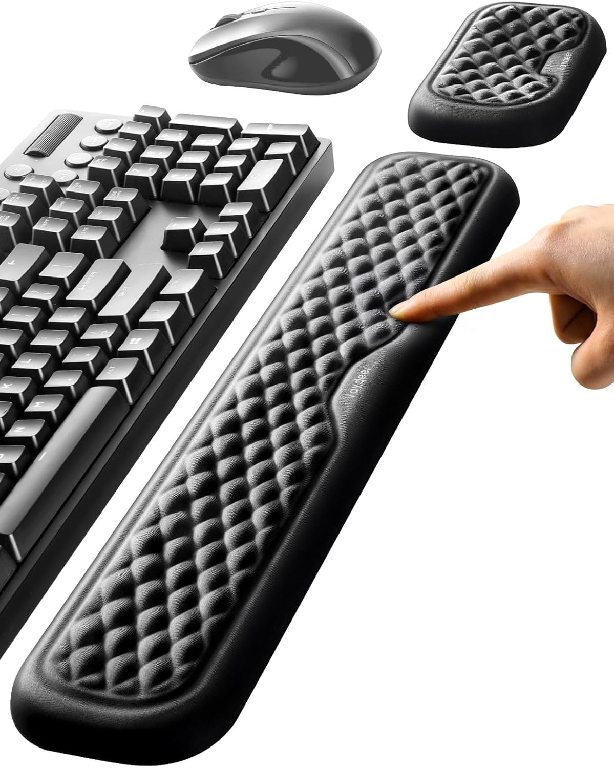 VAYDEER Keyboard and Mouse Wrist Rest Pad Set,Padded Memory Foam Hand Rest Support for Office,Computer,Laptop,Mac Typing,Ghristmas Gift for Man Who Wrist Pain Relief and Repair(Large Set)