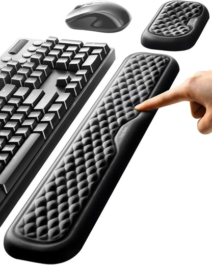 VAYDEER Keyboard and Mouse Wrist Rest Pad Set,Padded Memory Foam Hand Rest Support for Office,Computer,Laptop,Mac Typing,Ghristmas Gift for Man Who Wrist Pain Relief and Repair(Large Set)