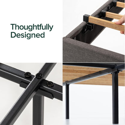 Zinus Bed Frame Queen Size CAMBRIL Fabric Grey / Bedroom Furniture/Dark Grey Fabric/Bedroom Furniture, Strong slats