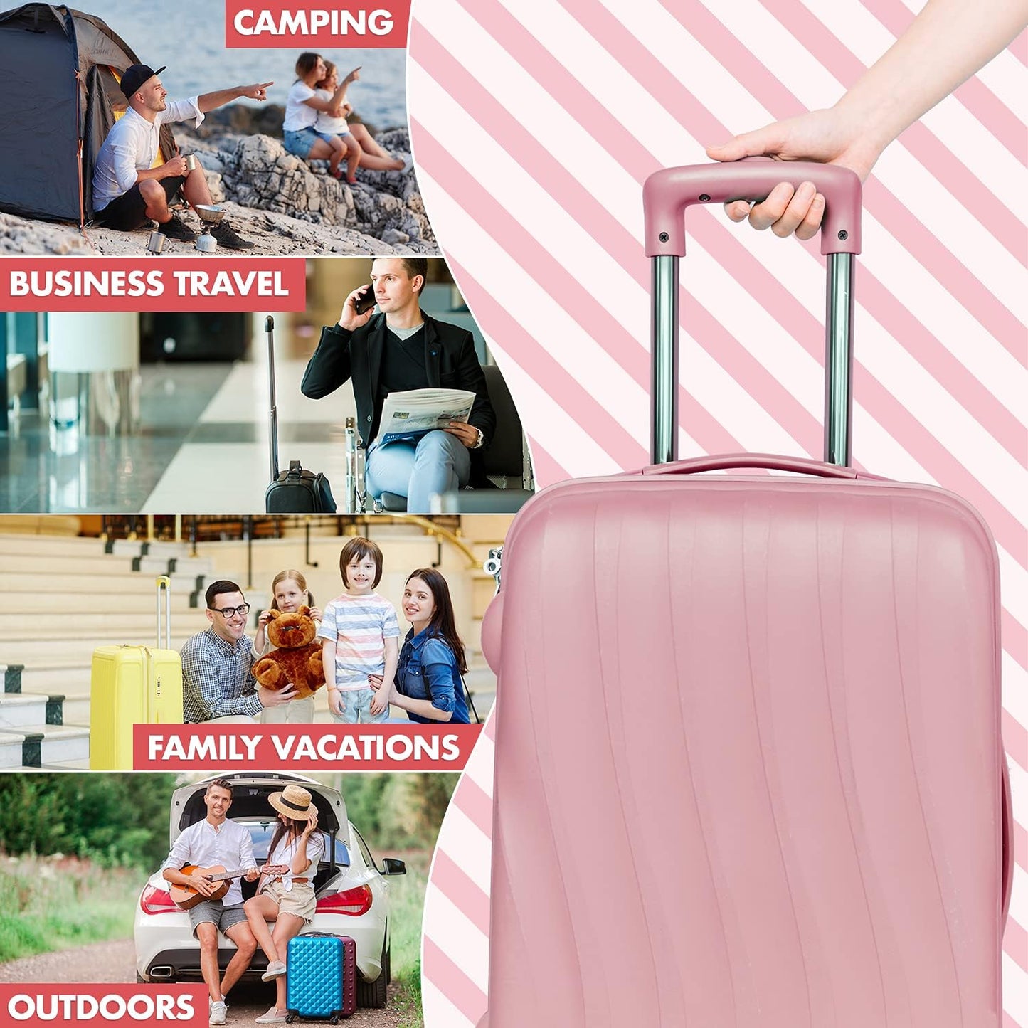 Travel Packing Cubes - 6 Piece Set Luggage Packing Organizers and Compression Packing Cube System for Travel with Shoe Bag Pouch Accessories to Organize Your Clothes Suitcase or Carry-On