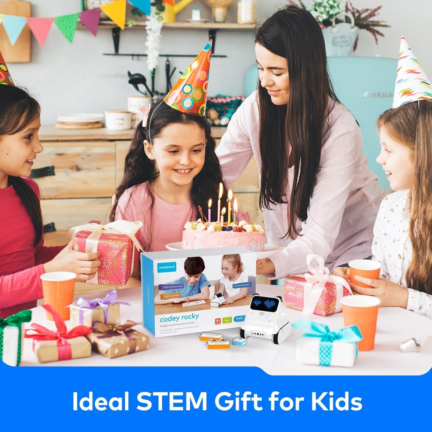 Makeblock Codey Rocky Robot Toy, Programmable and Interactive Emo Robot for Kids 6+, STEM Learning Educational Toys Support Scratch Python Programming, Rechargeable Smart Coding Robot Gift for Kids