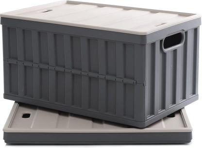 Citylife 64L Collapsible Storage Bins with Lids Plastic Storage Containers for Organizing Stackable Storage Box Large Heavy Duty Utility Crates, 2 Packs
