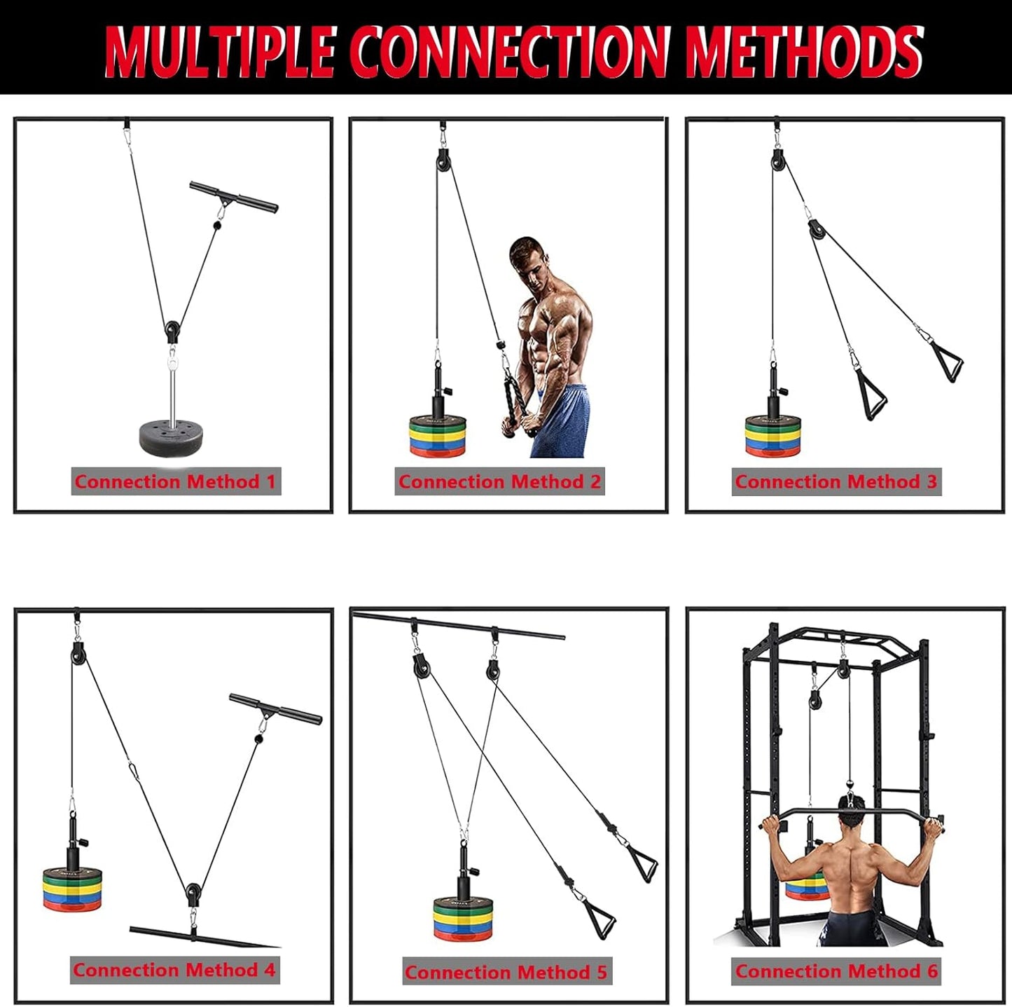 Cable Pulley System Gym Upgraded Home Strength Training Equipment Workout Accessories LAT Pull Down Fitness for Triceps Pull Down Biceps Curl Back Forearm Shoulder