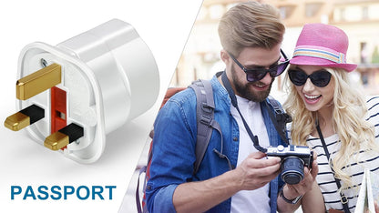 VGUARD [1 Pack] Europe to UK Adapter, EU to UK Adapter Pack 2 Pin to 3 Pin Adapter for Travel Electronic Device - White