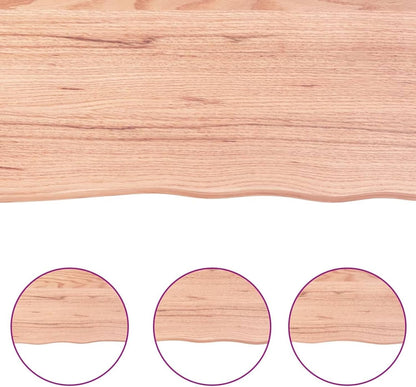Solid Treated Wood Board with Live Edge, Light Brown, 220 x 50 x (2-4) cm, Replacement Tabletop for Coffee Table, Dining Table, Kitchen Counter, Desktop Surface
