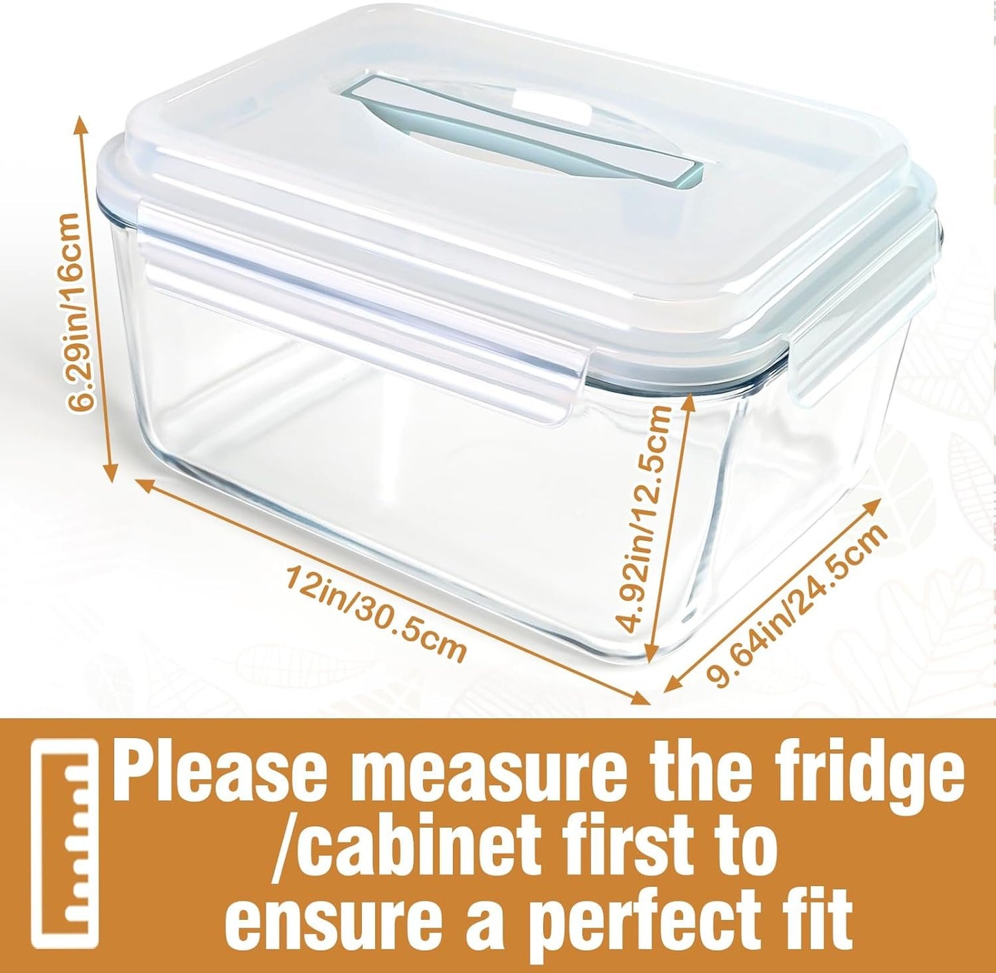 Large Glass Storage Containers with Lids, Watermelon Containers, Extra Large Glass Food Storage Airtight, Big Glass Containers Potluck, XL Glass Food Storage for Turkey Rotisserie Chicken, 220oz/28cup