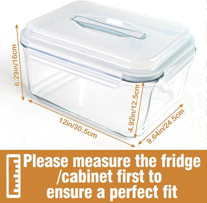 Large Glass Storage Containers with Lids, Watermelon Containers, Extra Large Glass Food Storage Airtight, Big Glass Containers Potluck, XL Glass Food Storage for Turkey Rotisserie Chicken, 220oz/28cup