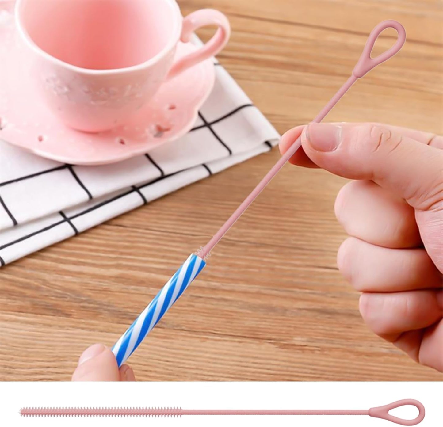 Straw Cleaners, Long Silicone Straw Cleaner Brush, 9.84 Inches, Reusable Non-Slip Cleaning Tool, Handle Pipe Washer for Metal, Glass Tube, Baby Bottles, Eco-Friendly