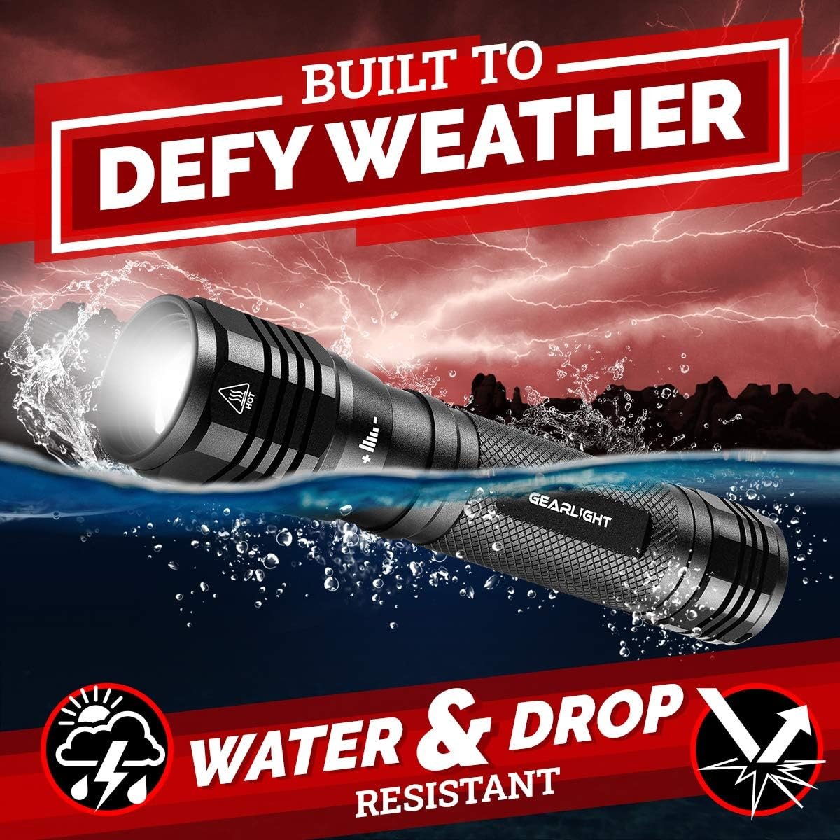 GearLight High Lumens LED Flashlight S2500 - Powerful Patented 1500 Lumen Flashlights, Brightest Tactical Flash Light, Super Bright Camping Accessories and Gear