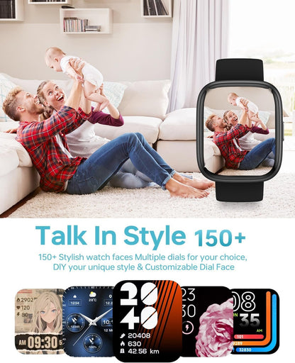 PLAZOR Smart Watch Fitness Tracker for Men Women,Alexa Built-in, with Bluetooth Answer/Make Calls,1.83'' HD 100+ Sports Modes,Running Watch with Heart Rate,Sleep Waterproof Compatible Android iOS