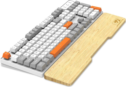 Bamboo Wrist Rest for Computer Keyboard, Ergonomic Mechanical Keyboard Wrist Pad, Hard Wrist Rest for Easy Typing Pain Relief, Anti-Slip Keyboard Rest for Laptop/PC Gaming/Mac (Full Size)