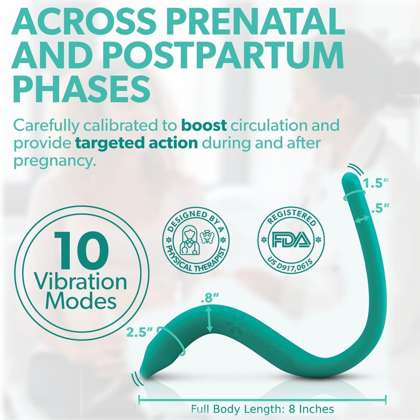 Vibrating Perineal Massage Tool : Labor Prep & Delivery Essentials for Maternity Must-Haves – Medical-Grade Silicone for Pregnancy & Postpartum Comfort, Patented Design, 10 Vibration Modes