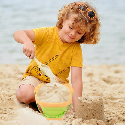 Fbinys Beach Sand Toy, Children's Sand Shovel with Foldable Bucket, Outdoor Interactive Play Set, Digging, Stacking, And Shaping Castles for Kids Aged 3-10 Years Old