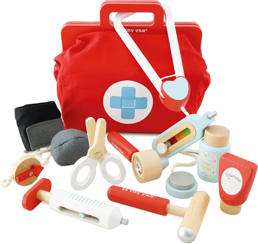 Le Toy Van - Kids Wooden Educational Pretend Play Honeybake Doctor's Medical Play Set Kit | Kids Pretend Play Role Play for Boys and Girls | 3 Year Old +, 8.66" x 5.70" x 5.90" (TV292)